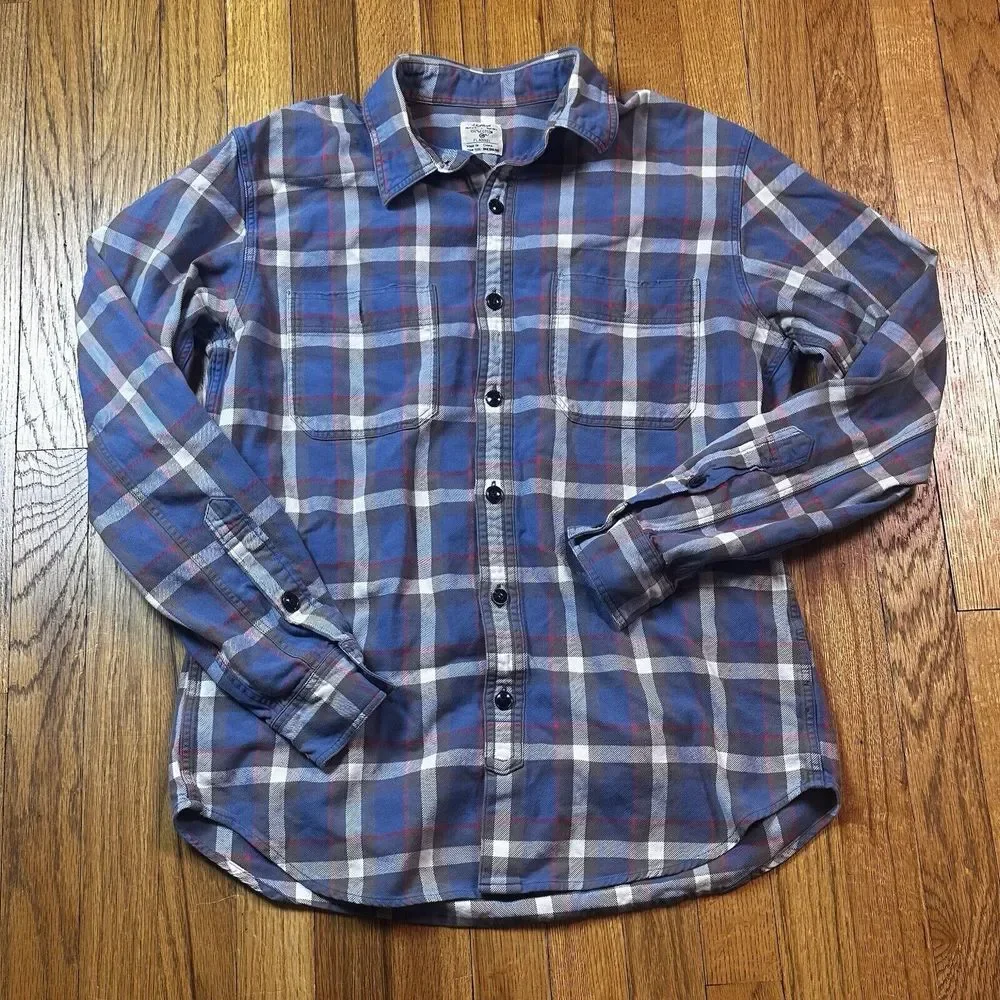 J. Crew Flannel Shirt Mens Medium Button Down‎ Plaid Cotton Outdoor Active